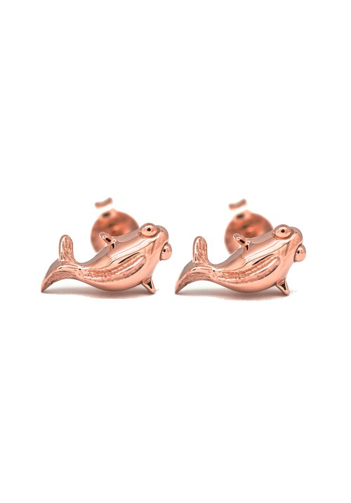 Rose Gold fish Studs - Strange of London