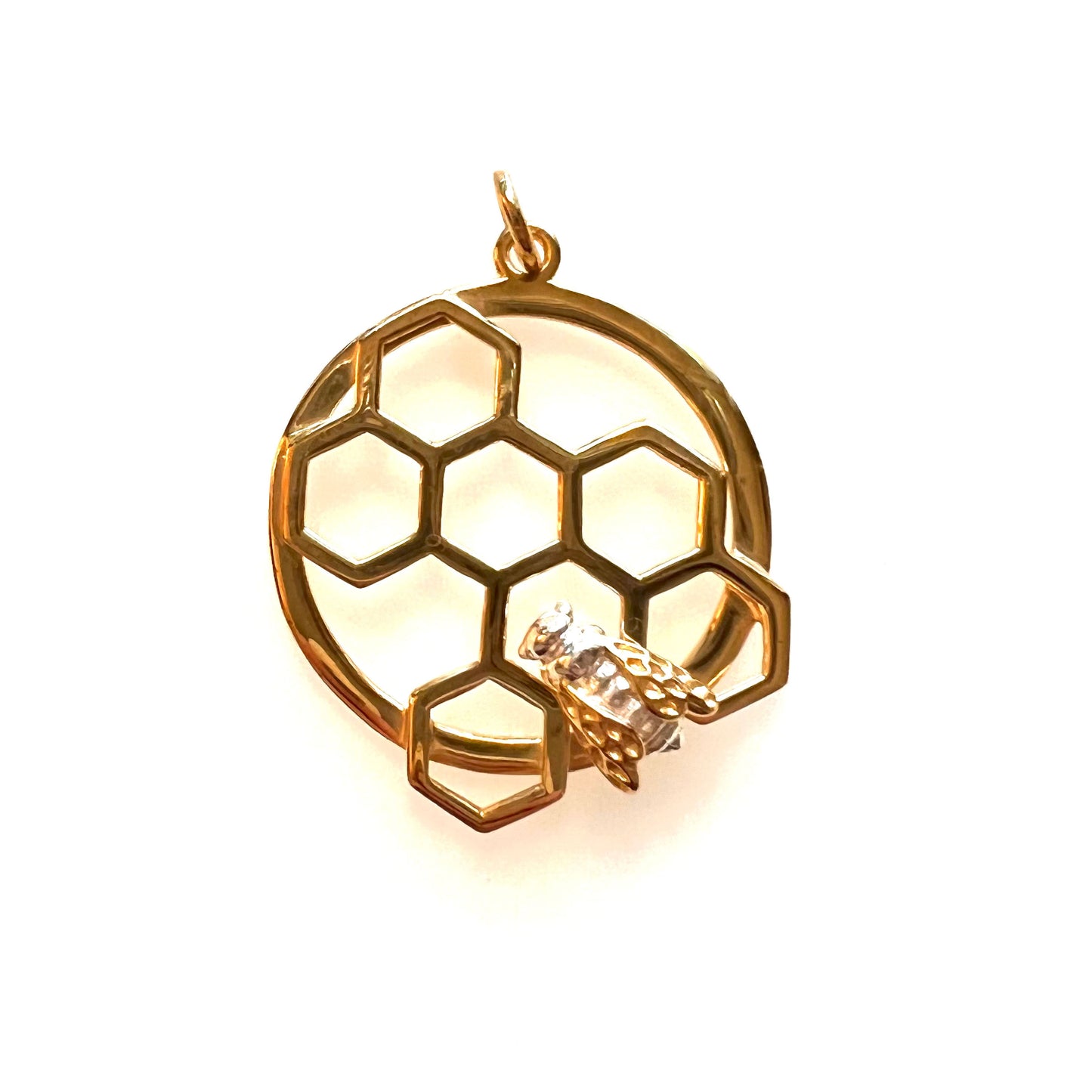 Medium Honey Comb and Bee Pendant - Strange of London