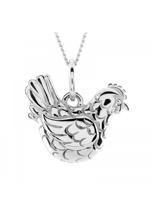 Silver Hen Pendant - An elegant chicken necklace in sterling silver