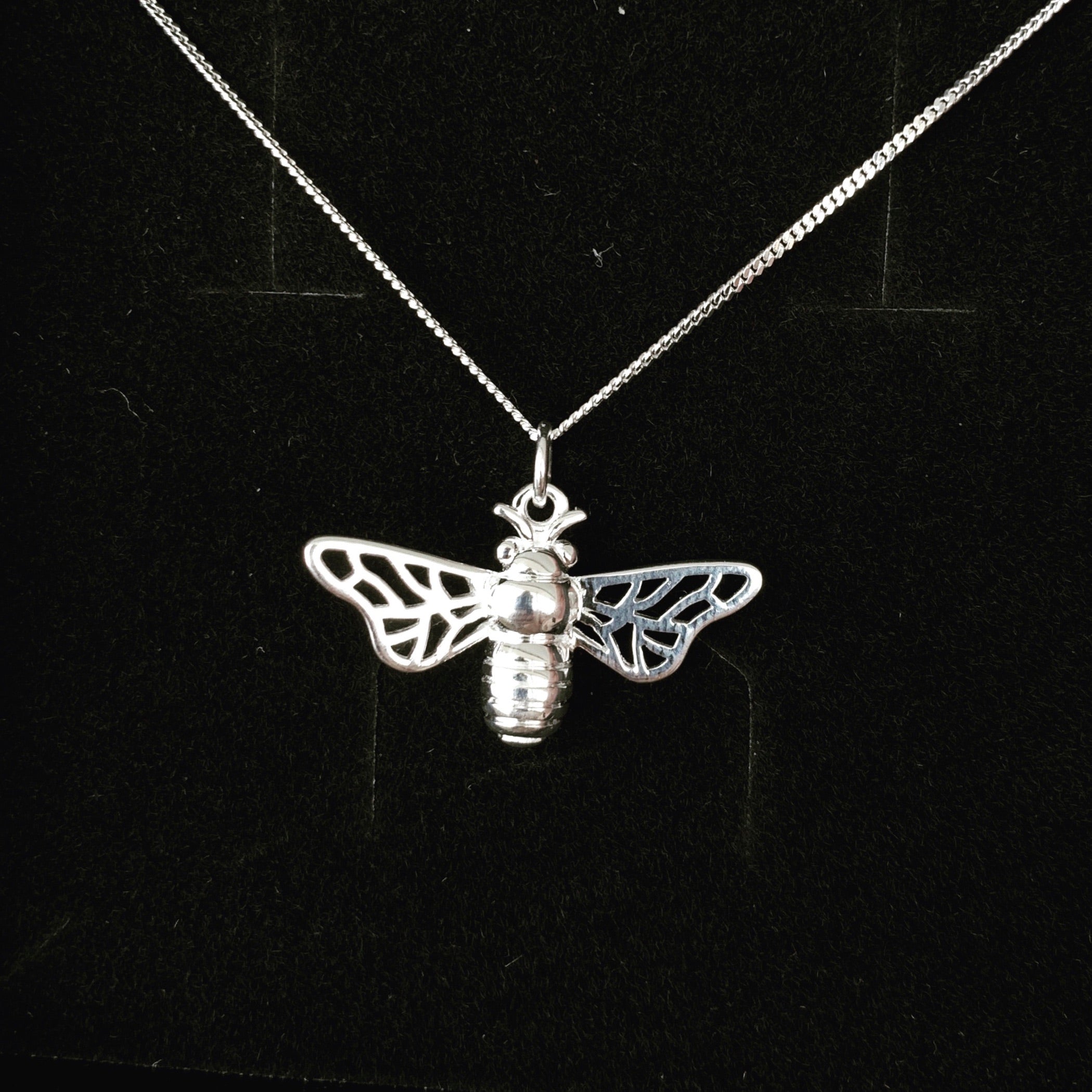 Honey bee necklace silver sales